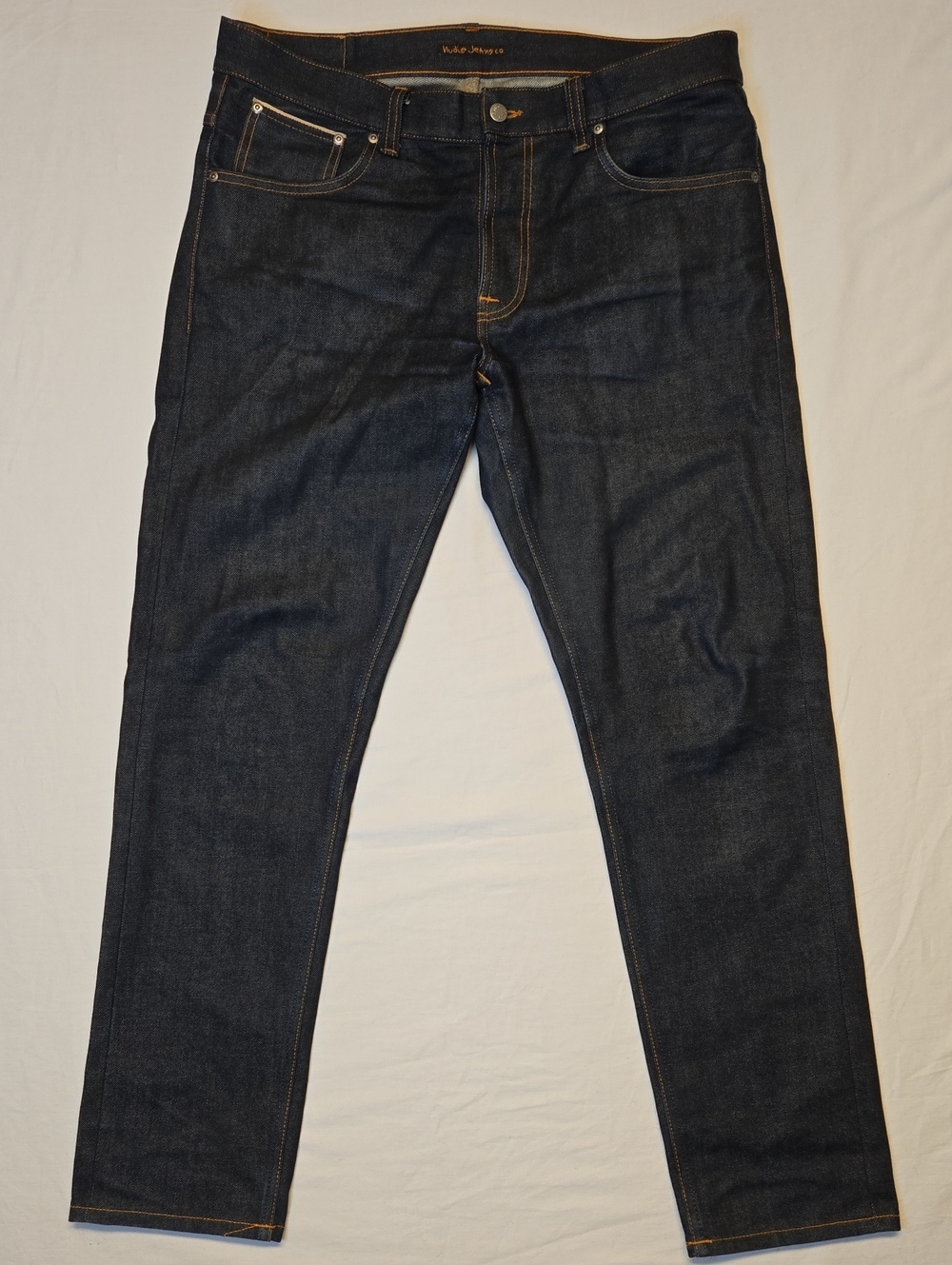 Nudie Jeans Lean Dean Dry Japan Selvage Tapered Dark Blue Denim Jeans